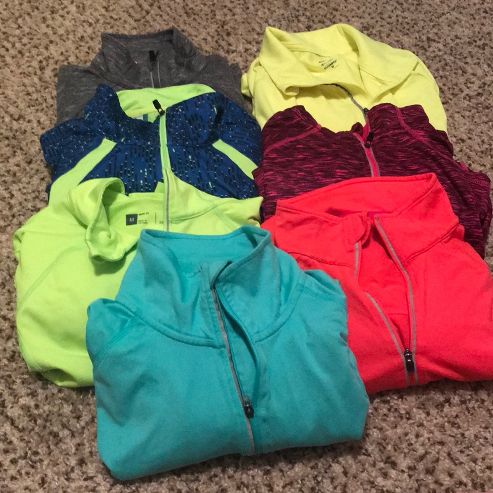 Long Sleeve 3/4 zip workout tops